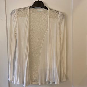 Lace detail back Cream colored Open cardigan size S (may also fit M)